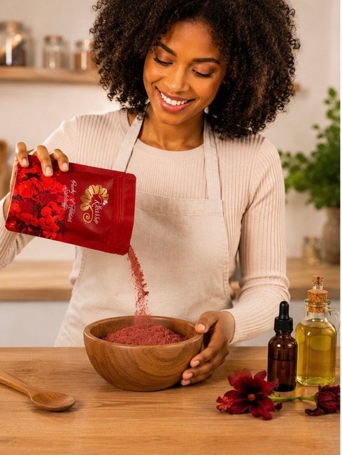Poudre d'Hibiscus sabdariffa – Soin naturel pour les cheveux et le visage
