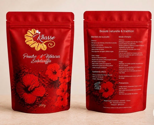 Poudre d'Hibiscus sabdariffa – Soin naturel pour les cheveux et le visage